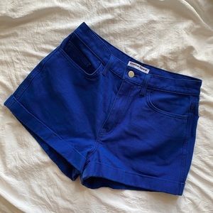 American Apparel High Waisted Cuffed Jean Shorts